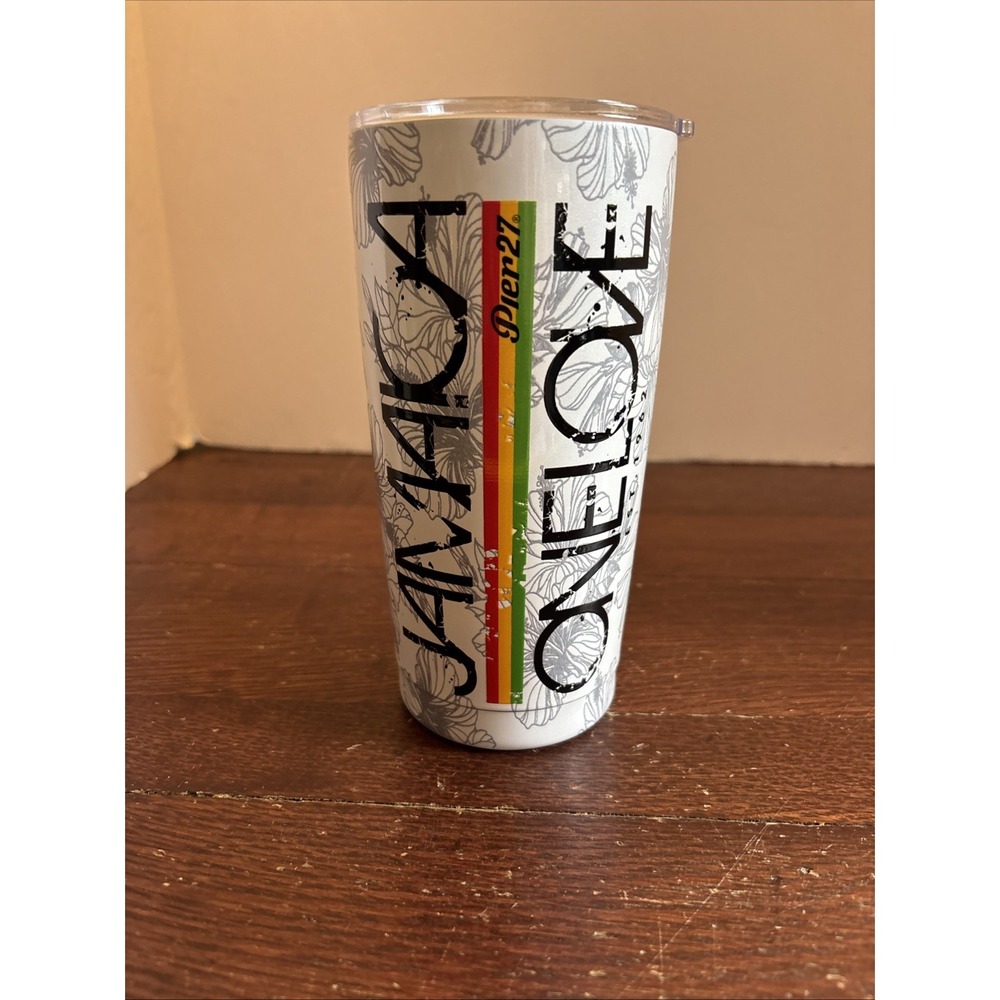 Pier 27 Jamaica One Love Stainless‎ Travel Coffee Cup With Lid White Red Green